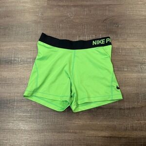 Nike Pro 3 Inch Compression Shorts Neon Green Dri-Fit 725443-313 Medium Women
